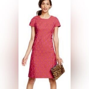 Boden Pink and Orange Jacquard Dot Dress